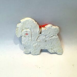 Bichon Frise Ceramic Christmas Ornament Hand Painted 3” Dog Puppy